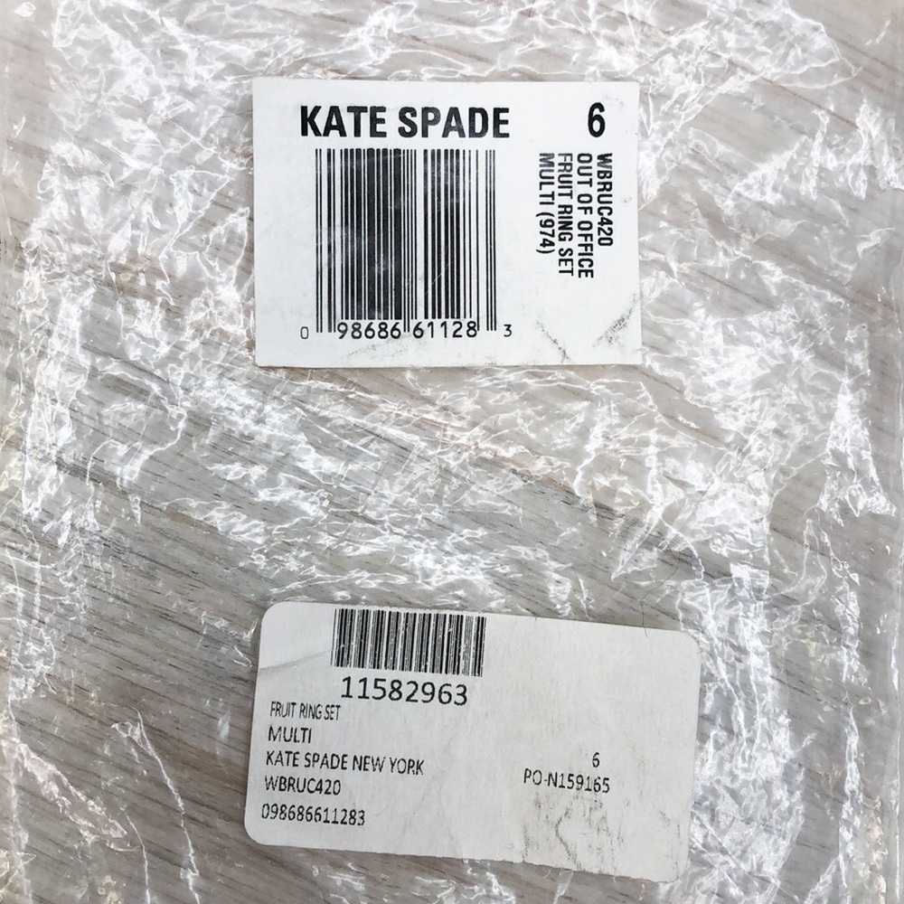 Kate Spade Out of Office Fruit Ring Set NWT, Sz 6 - Picture 9 of 9